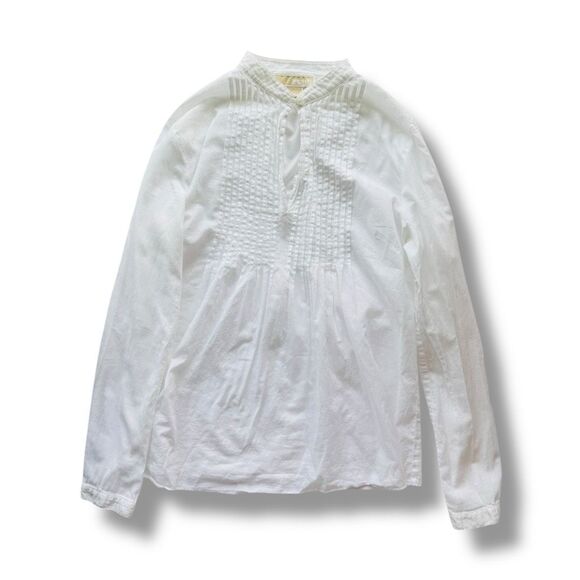 Michael Kors Women's White Pintuck Peasant Blouse Size 10 - Picture 4 of 7